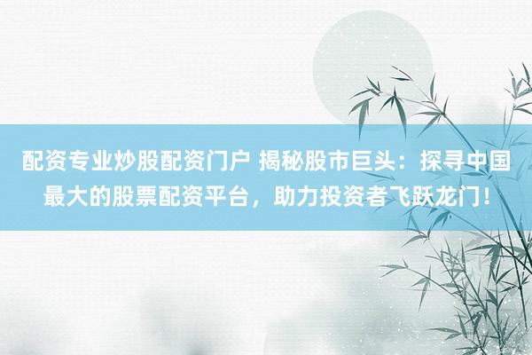 配资专业炒股配资门户 揭秘股市巨头：探寻中国最大的股票配资平台，助力投资者飞跃龙门！