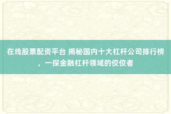 在线股票配资平台 揭秘国内十大杠杆公司排行榜，一探金融杠杆领域的佼佼者