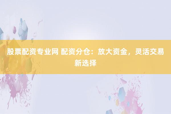 股票配资专业网 配资分仓：放大资金，灵活交易新选择