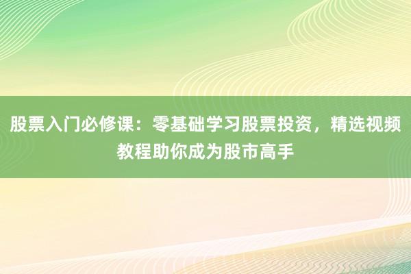 股票入门必修课：零基础学习股票投资，精选视频教程助你成为股市高手