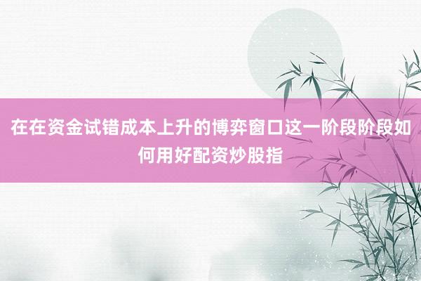 在在资金试错成本上升的博弈窗口这一阶段阶段如何用好配资炒股指